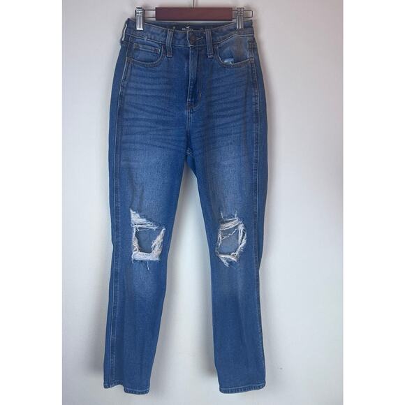 Hollister Denim - HOLLISTER Ultra High Rise Mom Straight Leg Jean Medium Wash Women's Size 24x27